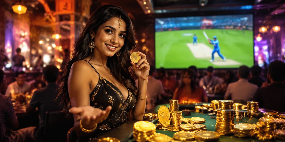 Evening cricket betting market with vibrant neon lights in India